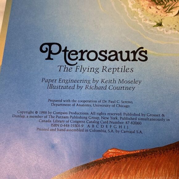 Vintage Pterosaurs The Flying Reptiles Action Pop Up Book Dinosaur Prehistoric - Picture 3 of 6